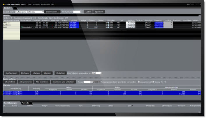 The BasketTrader trading tool in Trader Workstation.