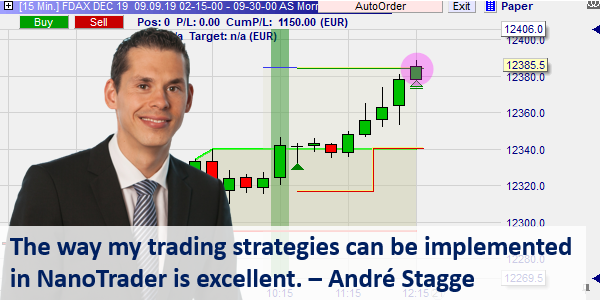 The way my trading strategies can be implemented in NanoTrader is excellent, says trader Andre Stagge.